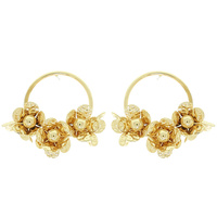 FLORAL HOOP POST EARRINGS