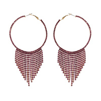 THIN HOOP RHINESTONE EARRING W/HANGING GEMS