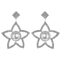 STAR RHINESTONE EARRING W/PEARL IN CENTER