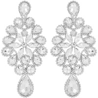 EVENING GLAM FLORAL CLUSTER CRYSTAL DROP EARRINGS