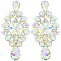 EVENING GLAM FLORAL CLUSTER CRYSTAL DROP EARRINGS