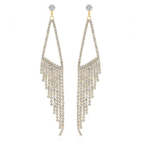 CRYSTAL RHINESTONE OPEN TRIANGLE TASSEL DANGLE AND DROP EARRINGS