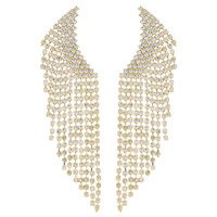 CRYSTAL RHINESTONE CRESCENT TASSEL DANGLE AND DROP EARRINGS