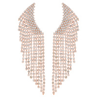 CRYSTAL RHINESTONE CRESCENT TASSEL DANGLE AND DROP EARRINGS