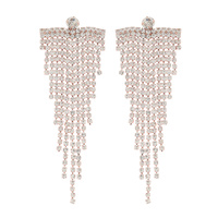 TAPERED LONG DROP CRYSTAL TASSEL EARRINGS