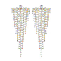 TAPERED LONG DROP CRYSTAL TASSEL EARRINGS