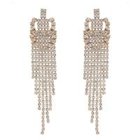 LAYERED LOOP TASSEL LONG DROP CRYSTAL EARRINGS