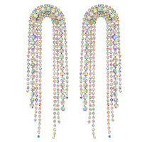 ARCH TASSEL LONG DROP CRYSTAL EARRINGS