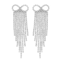 INFINITY TASSEL LONG DROP CRYSTAL EARRINGS