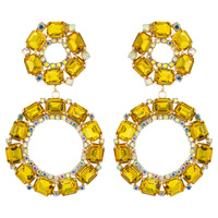 FASHION RHINESTONE DROP HOOP EARRINGS