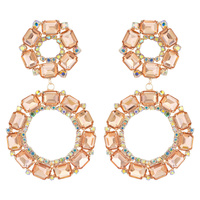 FASHION RHINESTONE DROP HOOP EARRINGS