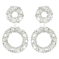 FASHION RHINESTONE DROP HOOP EARRINGS