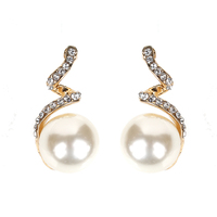 PEARL WITH STONE SWIRL DRESSY EARRINGS