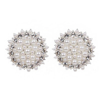 FLORAL TWIST CRYSTAL RHINESTONE PAVE AND SYNTHETIC PEARL STUD EARRINGS