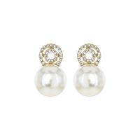 RHINESTONE AND PEARL POST EARRING