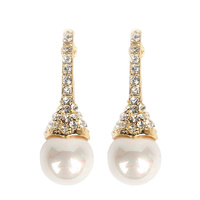 DANGLY PEARL W/STONE ER