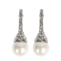 DANGLY PEARL W/STONE ER