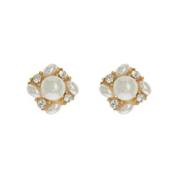 PEARL ENCRUSTED SQUARE STUD EARRINGS