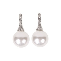 CRYSTAL RHINESTONE PAVE AND SYNTHETIC PEARL DROP EARRINGS
