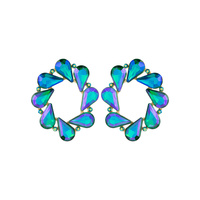 OVAL DROP DUAL DRESSY STONE EARRING