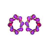 OVAL DROP DUAL DRESSY STONE EARRING