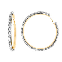 8CM RECTANGLE RHINESTONE HOOP EARRINGS