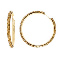 8CM RECTANGLE RHINESTONE HOOP EARRINGS