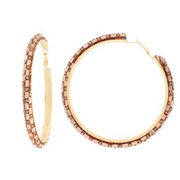 8CM RECTANGLE RHINESTONE HOOP EARRINGS