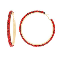 8CM RECTANGLE RHINESTONE HOOP EARRINGS