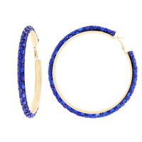 8CM RECTANGLE RHINESTONE HOOP EARRINGS