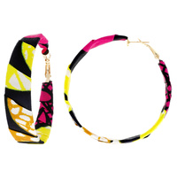 50MM AFRICAN PRINT FABRIC HOOP EARRING