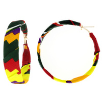 50MM AFRICAN PRINT FABRIC HOOP EARRING