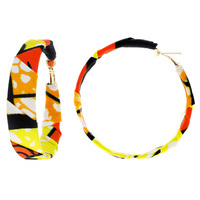 50MM AFRICAN PRINT FABRIC HOOP EARRING