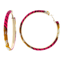 80MM AFRICAN PRINT FABRIC HOOP EARRINGS