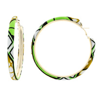 80MM AFRICAN PRINT FABRIC HOOP EARRINGS