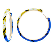80MM AFRICAN PRINT FABRIC HOOP EARRINGS