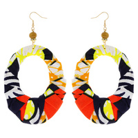 AFRICAN PRINT FABRIC FISH HOOK EARRING