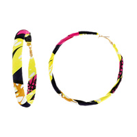 80MM AFRICAN PRINT FABRIC HOOP EARRING