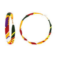 80MM AFRICAN PRINT FABRIC HOOP EARRING