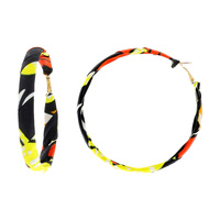 80MM AFRICAN PRINT FABRIC HOOP EARRING