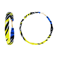 80MM AFRICAN PRINT FABRIC HOOP EARRING