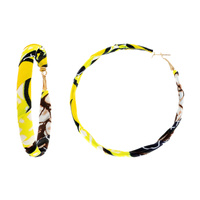 80MM AFRICAN PRINT FABRIC HOOP EARRING