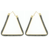 TRIANGLE RHINESTONE HOOP EARRINGS