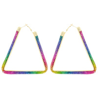 TRIANGLE RHINESTONE HOOP EARRINGS