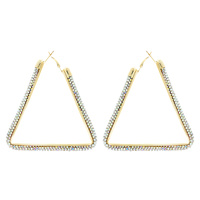 TRIANGLE RHINESTONE HOOP EARRINGS