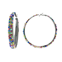 60MM COLORFUL RHINESTONE HOOP EARRINGS