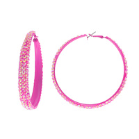 60MM COLORFUL RHINESTONE HOOP EARRINGS