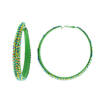 60MM COLORFUL RHINESTONE HOOP EARRINGS