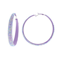60MM COLORFUL RHINESTONE HOOP EARRINGS