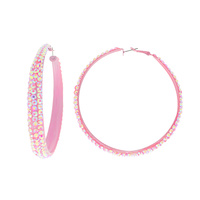 60MM COLORFUL RHINESTONE HOOP EARRINGS
